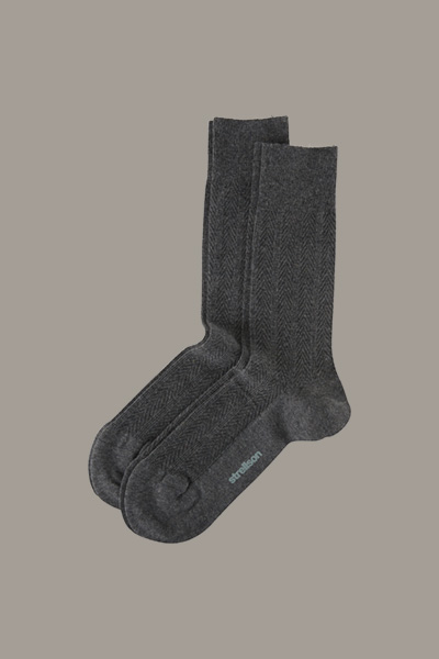 2er Pack Soft Cotton Socken, dunkelgrau