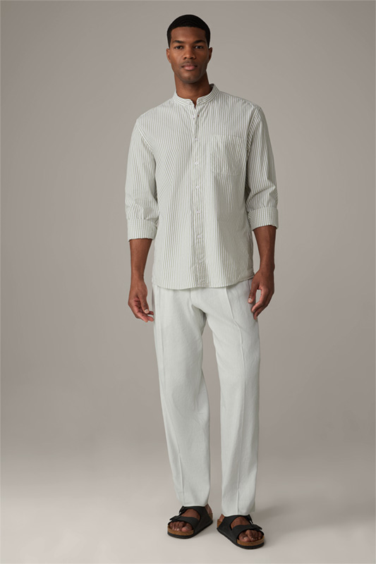 Katoenen overhemd Cadan, middengroen-wit gestreept