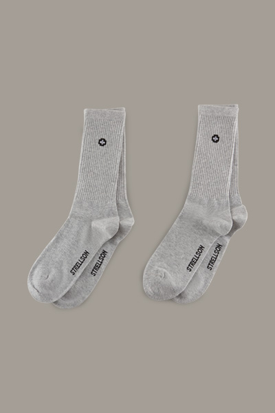 Duopak sokken van zacht katoen, lichtgrijs gemêleerd