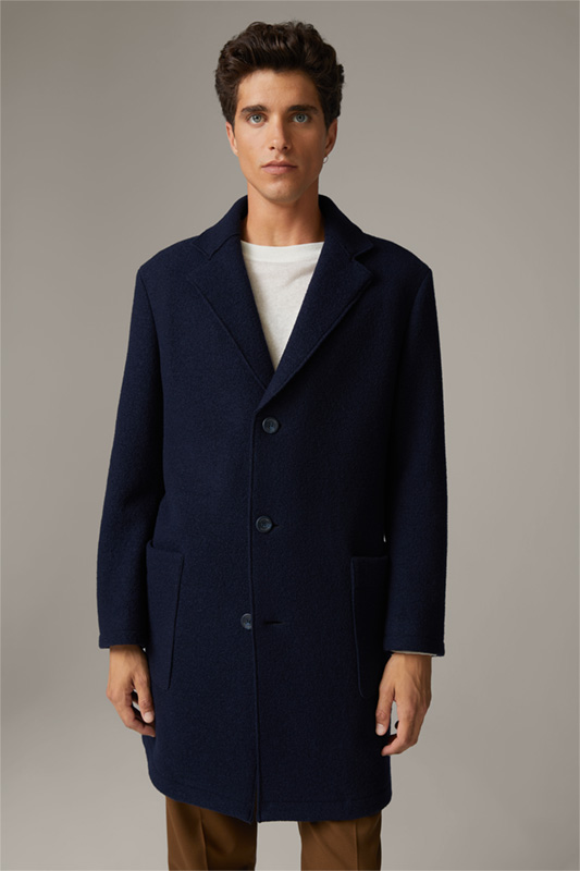 Manteau en laine vierge Adria, bleu foncé