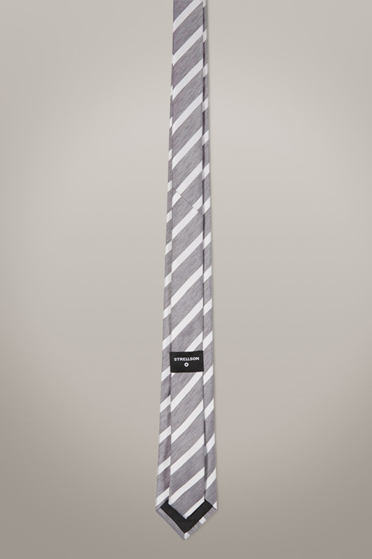 Krawatte, braun-grau/offwhite gestreift
