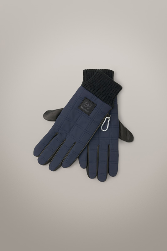 Handschuhe aus Leder und Nylon, navy/schwarz
