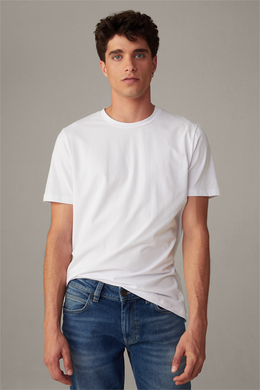 Cotton Stretch T-Shirt 2er Pack, weiß