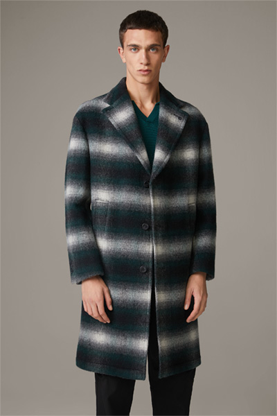 Mantel Overdropped Coat van een wolblend met donkergroen dessin