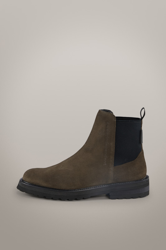 Boots Chelsea en cuir velours Epsom Nimonico #wearindependent, en vert foncé