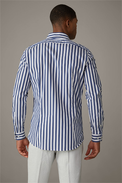Chemise en coton stretch Santos, bleu foncé/blanc à rayures