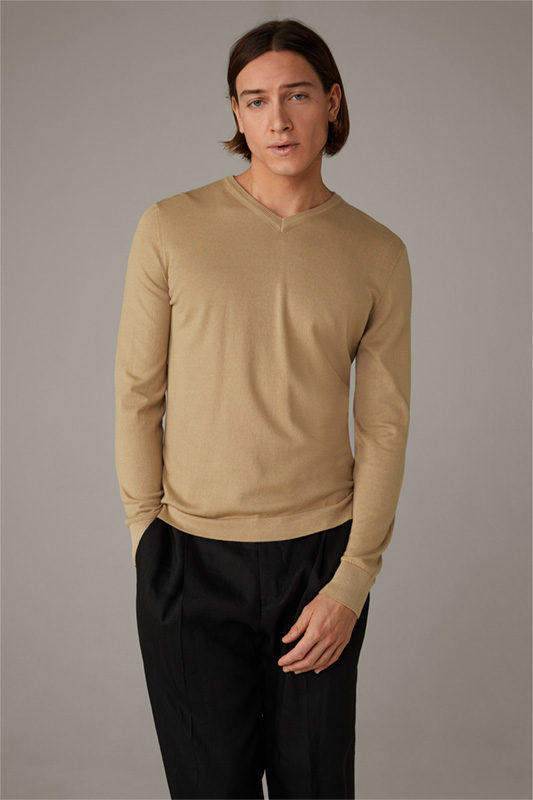 T-shirt à manches longues en coton Vincent, beige clair